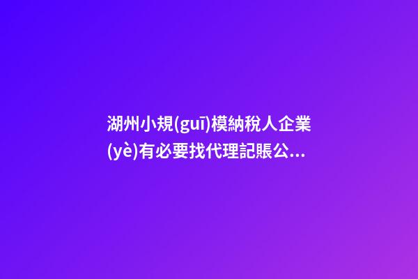 湖州小規(guī)模納稅人企業(yè)有必要找代理記賬公司嗎？